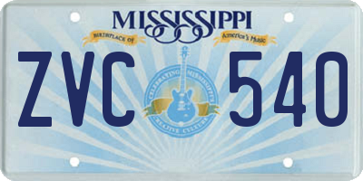 MS license plate ZVC540