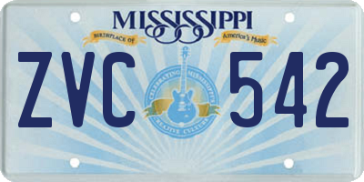 MS license plate ZVC542