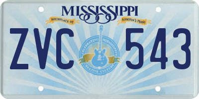 MS license plate ZVC543
