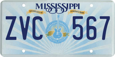 MS license plate ZVC567