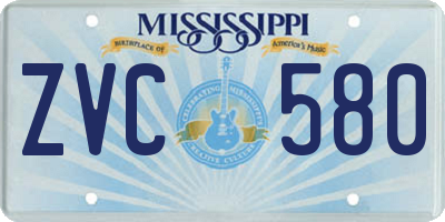 MS license plate ZVC580