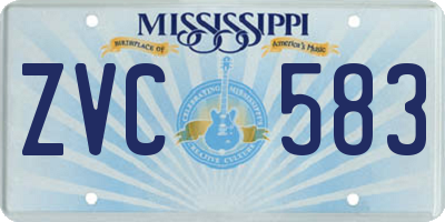 MS license plate ZVC583
