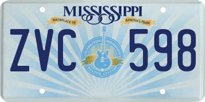 MS license plate ZVC598