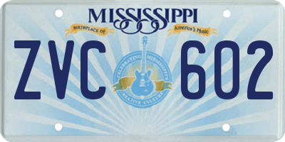 MS license plate ZVC602