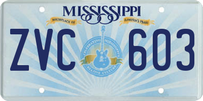 MS license plate ZVC603