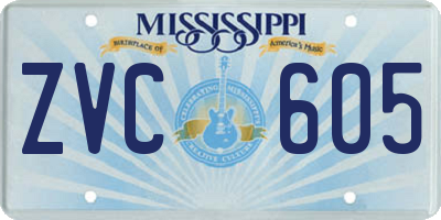 MS license plate ZVC605