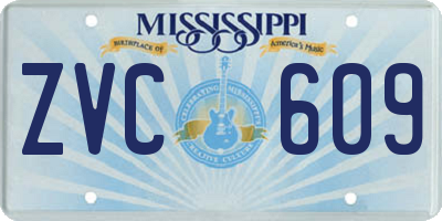 MS license plate ZVC609
