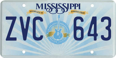 MS license plate ZVC643