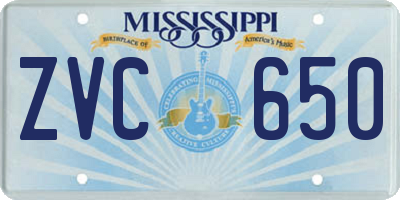 MS license plate ZVC650