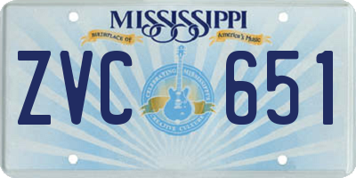MS license plate ZVC651