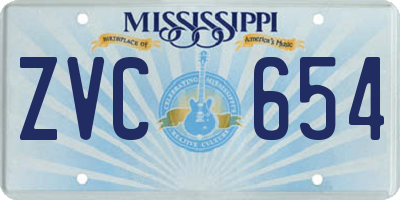 MS license plate ZVC654