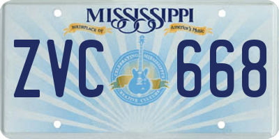 MS license plate ZVC668