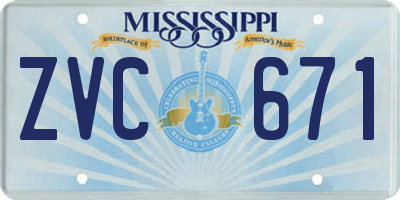 MS license plate ZVC671