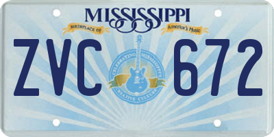 MS license plate ZVC672