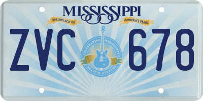 MS license plate ZVC678
