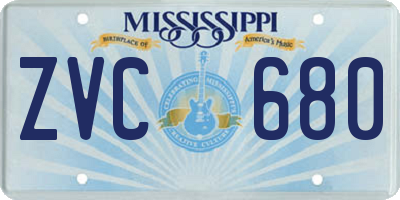 MS license plate ZVC680