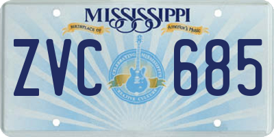 MS license plate ZVC685