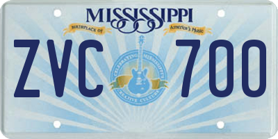 MS license plate ZVC700