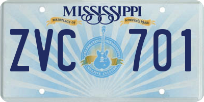 MS license plate ZVC701