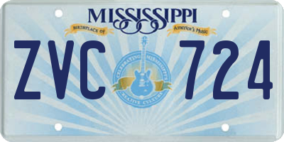 MS license plate ZVC724