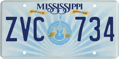 MS license plate ZVC734