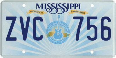 MS license plate ZVC756
