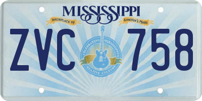 MS license plate ZVC758