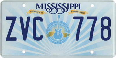 MS license plate ZVC778