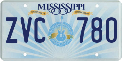 MS license plate ZVC780