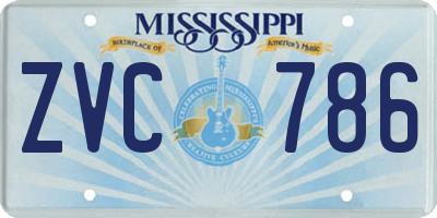 MS license plate ZVC786