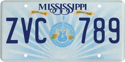 MS license plate ZVC789