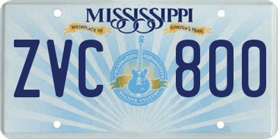 MS license plate ZVC800