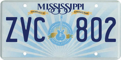 MS license plate ZVC802
