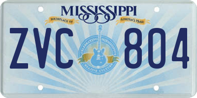 MS license plate ZVC804