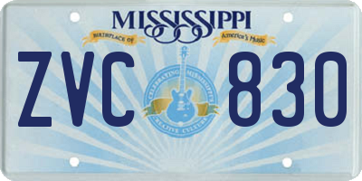 MS license plate ZVC830