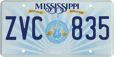 MS license plate ZVC835