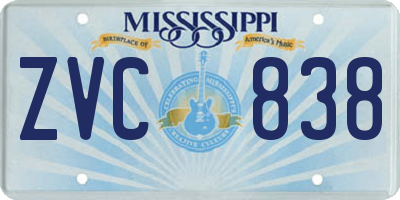 MS license plate ZVC838