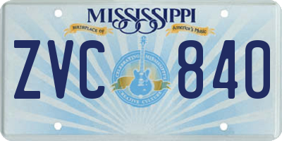MS license plate ZVC840