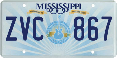 MS license plate ZVC867