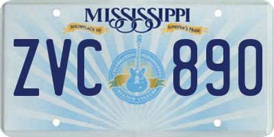 MS license plate ZVC890