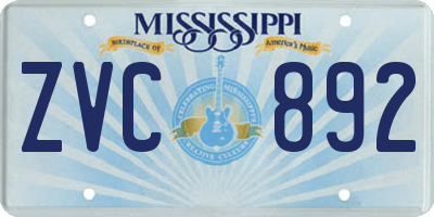 MS license plate ZVC892