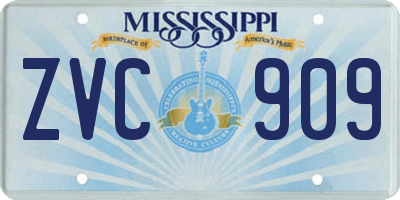 MS license plate ZVC909