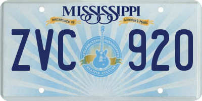 MS license plate ZVC920