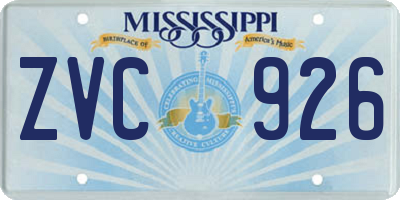 MS license plate ZVC926