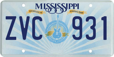 MS license plate ZVC931