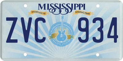 MS license plate ZVC934
