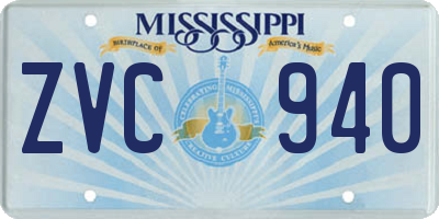 MS license plate ZVC940