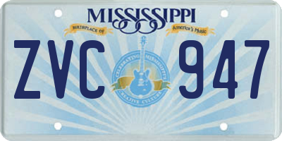 MS license plate ZVC947