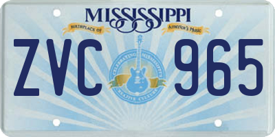 MS license plate ZVC965