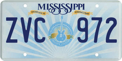 MS license plate ZVC972